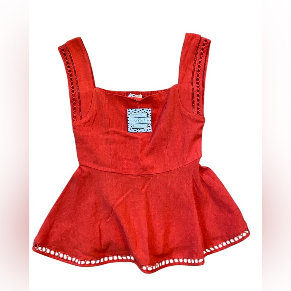 Entro Coral Sleeveless Peplum Top